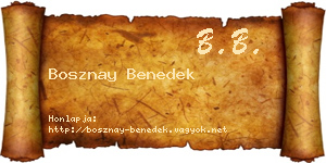 Bosznay Benedek névjegykártya